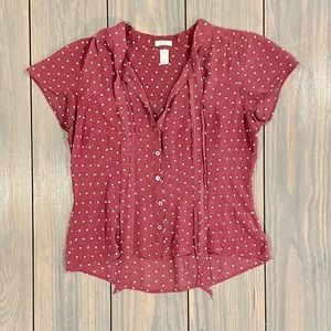 Tie Neck Button Up Blouse M